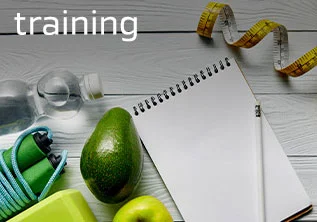 A notepad for taking notes in training with fruit on the side.