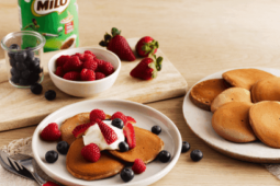 MILO Pikelets with Yoghurt and Berries